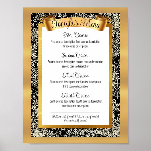 Faux goud Kerstdiner feest catering menu Poster (Voorkant)