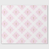 Faux goud kruis wit cirkel patroon doop roze cadeaupapier (Vlak)
