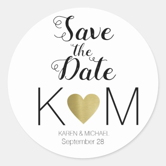 faux goud liefde hart, bruiloften SAVE the DATE Ronde Sticker (Voorkant)