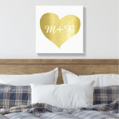 faux goud liefdeshart met paar initialen canvas afdruk (Insitu (Slaapkamer))