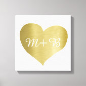 faux goud liefdeshart met paar initialen canvas afdruk (Voorkant)