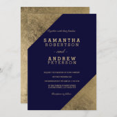 Faux goud marine blauw elegante bruiloft kleur blo kaart