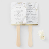 Faux goud marmer luxe moderne bruiloft programma handwaaier (Voorkant en achterkant)