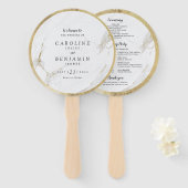 Faux goud marmer luxe moderne bruiloft programma handwaaier (Voorkant en achterkant)