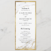 Faux goud marmer luxe moderne bruiloft programma programmakaart (Voorkant)