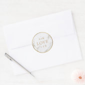 Faux goud marmer moderne bruiloft liefde monogram ronde sticker (Envelop)
