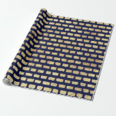 Faux goud patroon en donkerblauw cadeaupapier (Uitgerold)