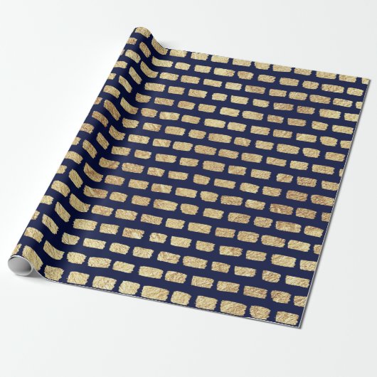 Faux goud patroon en donkerblauw cadeaupapier (Uitgerold)
