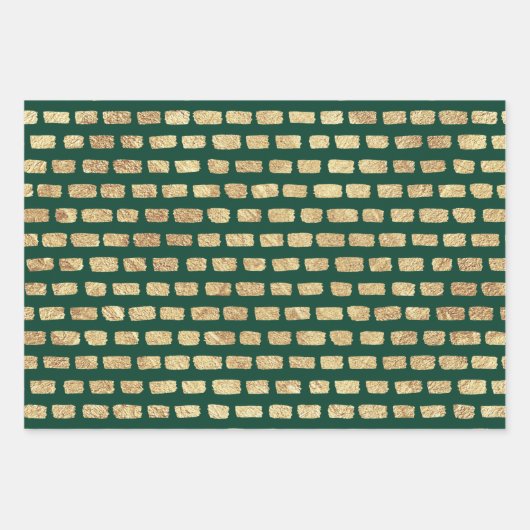 Faux goud patroon en donkergroen inpakpapier vel (Voorkant 3)