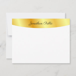 Faux Goud Wit Gepersonaliseerd Elegant Handgeschre Notitiekaartje