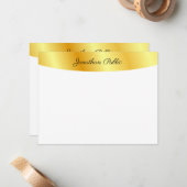 Faux Goud Wit Gepersonaliseerd Elegant Handgeschre Notitiekaartje (Voorkant / Achterkant in situ)