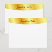 Faux Goud Wit Gepersonaliseerd Elegant Handgeschre Notitiekaartje (Voorkant / Achterkant)