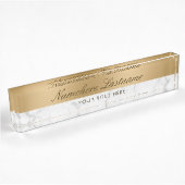 Faux Goud Wit Grijs Marmer Elegant Script Naambordje