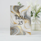 Faux Goud Wit Grijs Marmeren Trouwtafel Nummer Kaart (Staand voorkant)