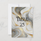 Faux Goud Wit Grijs Marmeren Trouwtafel Nummer Kaart (Achterkant)
