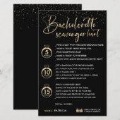 Faux Goud Zwart Bachelorette Scavenger Hunt Spel (Voorkant / Achterkant)