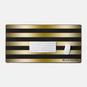 Faux goud & zwarte strepen geometrisch patroon bureaumat (Keyboard & Muis)