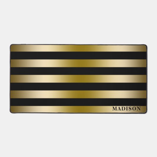 Faux goud & zwarte strepen geometrisch patroon bureaumat (Voorkant)