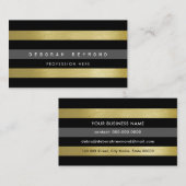 Faux goud & zwarte strepen. Modern gestreept Visitekaartje (Voorkant / Achterkant)