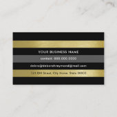 Faux goud & zwarte strepen. Modern gestreept Visitekaartje (Achterkant)