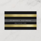 Faux goud & zwarte strepen. Modern gestreept Visitekaartje (Voorkant)