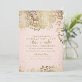 Faux goudbruine elegante  bruiloft kaart (Staand voorkant)