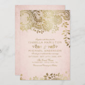 Faux goudbruine elegante  bruiloft kaart (Voorkant / Achterkant)