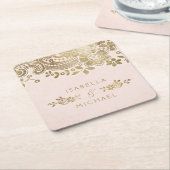 Faux goudbruine elegante  bruiloft kartonnen onderzetters (Schuin)