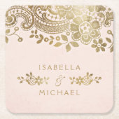 Faux goudbruine elegante  bruiloft kartonnen onderzetters (Voorkant)