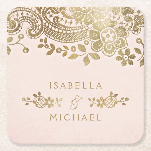 Faux goudbruine elegante  bruiloft kartonnen onderzetters (Voorkant)