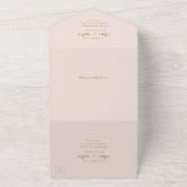 Faux goudbruine elegante lace bruiloft alles i all in one uitnodiging (Buitenkant)