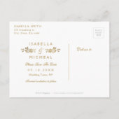 Faux goudbruine elegante lace bruiloft met uitzond aankondigingskaart (Achterkant)