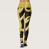 Faux gouden abstract letter L glam glanzend patroo Leggings (Achterkant)