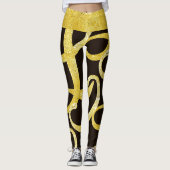 Faux gouden abstract letter L glam glanzend patroo Leggings (Voorkant)