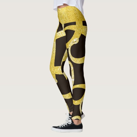 Faux gouden abstract letter L glam glanzend patroo Leggings (Links)