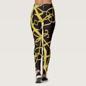 Faux gouden abstracte letter A patroon en zwart Leggings (Achterkant)