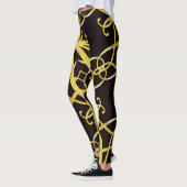 Faux gouden abstracte letter A patroon en zwart Leggings (Links)