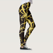 Faux gouden abstracte letter A patroon en zwart Leggings (Rechts)