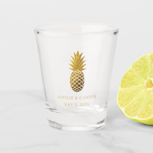 Faux gouden ananas bruiloft gunst shot glas (Voorkant)