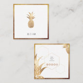 FAUX GOUDEN ANANAS VIERKANTE VISITEKAARTJE (Voorkant / Achterkant)