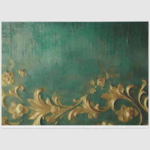 Faux gouden barok ornament smaragdgroene vintage tissuepapier
