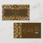 Faux gouden barokke damast chocolade visitekaartje (Voorkant / Achterkant)