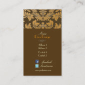 Faux gouden barokke damast chocolade visitekaartje (Achterkant)