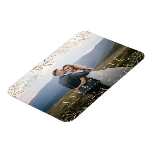 Faux gouden bijtende botanische foto, behalve de d magneet (Linkerzijde)