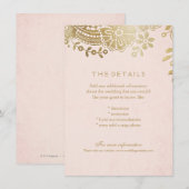 Faux gouden blush elegante kant bruiloft details k informatiekaartje (Voorkant / Achterkant)