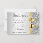 Faux gouden boog zilveren pailletten dank u bruilo bedankkaart (Achterkant)