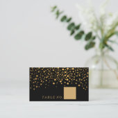 Faux gouden Confetti Stippen op zwarte plaats kaar Plaatskaartje (Staand voorkant)