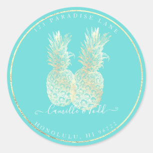 Faux gouden dubbele ananas DIY achtergrond Ronde Sticker