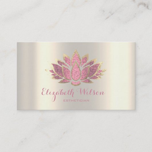 Faux gouden en roze lotusbloem visitekaartje (Voorkant)