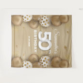 Faux gouden en witte ballonnen 50ste verjaardag wandkleed (Voorkant (horizontaal))